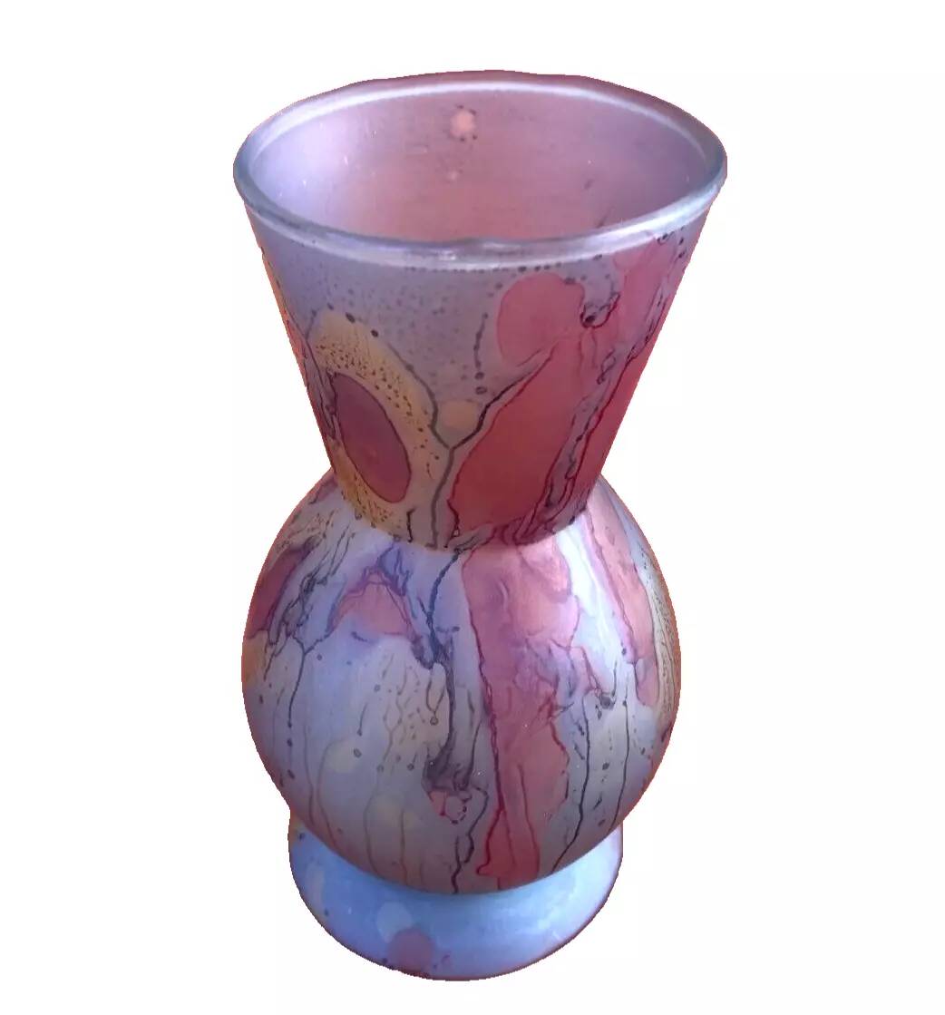 Piedouche vase Glass paste shades of lilac and yellow on a blue background