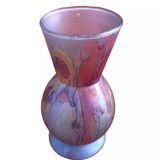 Piedouche vase Glass paste shades of lilac and yellow on a blue background