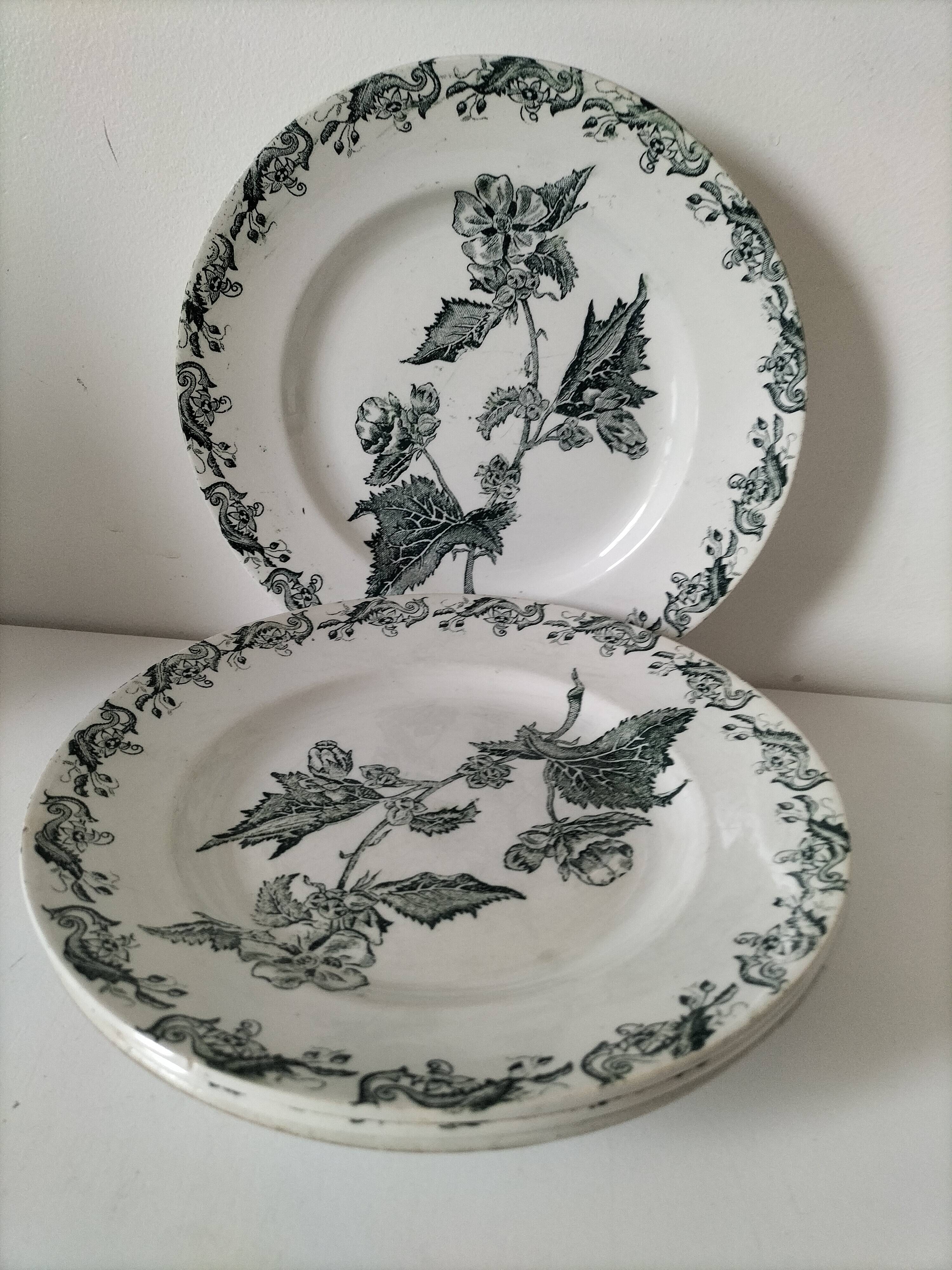 4 ironstone plates A. Lebacqz & M. Bouchart Richelieu model