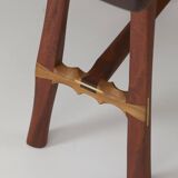Contemporary handcrafted stool / end table in solid sipo and oak wood