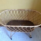 Rattan swan neck cradle circa 1960