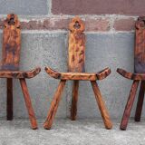 Set of 5 wooden tripod chairs