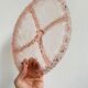 Vintage aperitif dish in chiseled pink glass