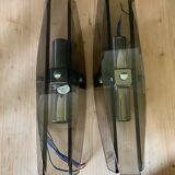 Pair of smoked glass wall lights from the 70s