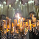 Rare 1970s Lumica chandelier in brass and crystal.