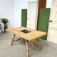 Dining table Audoux Minet bamboo rattan ceramic signed La Roue Vallauris
