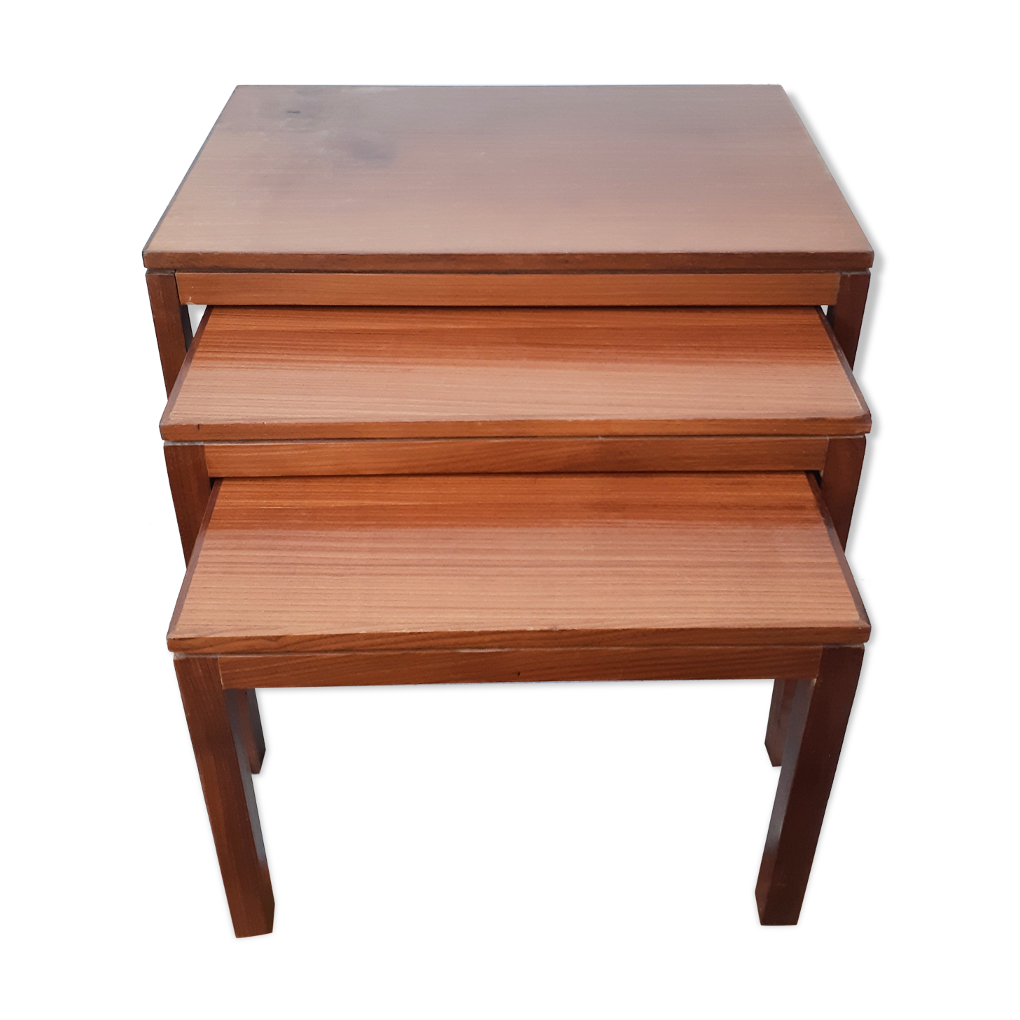3 teak pull-out tables, signed Barrett, vintage, 1964