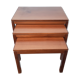 3 teak pull-out tables, signed Barrett, vintage, 1964