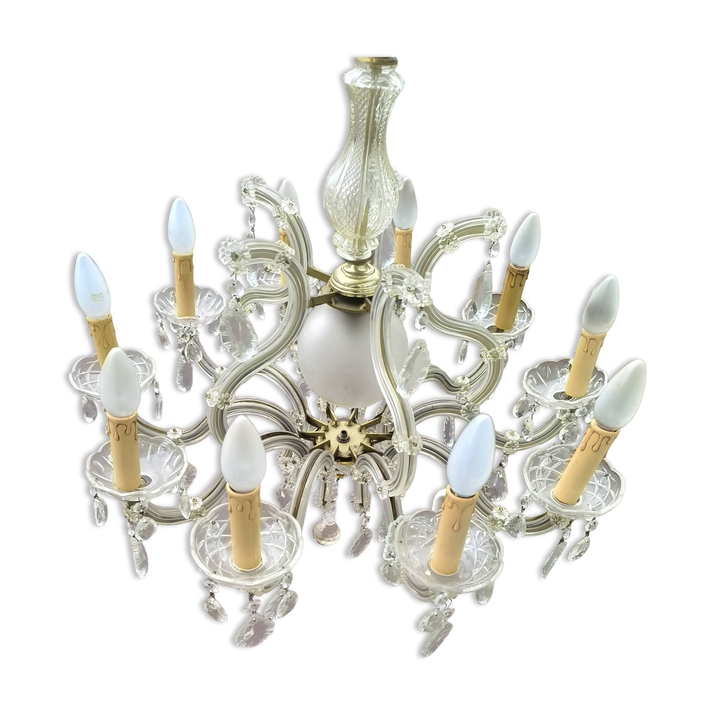 10-branch glass tassel chandelier