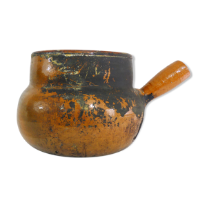 Ancienne toupine, poterie en terre cuite vernissé, Hautes Pyrénées XIXème
