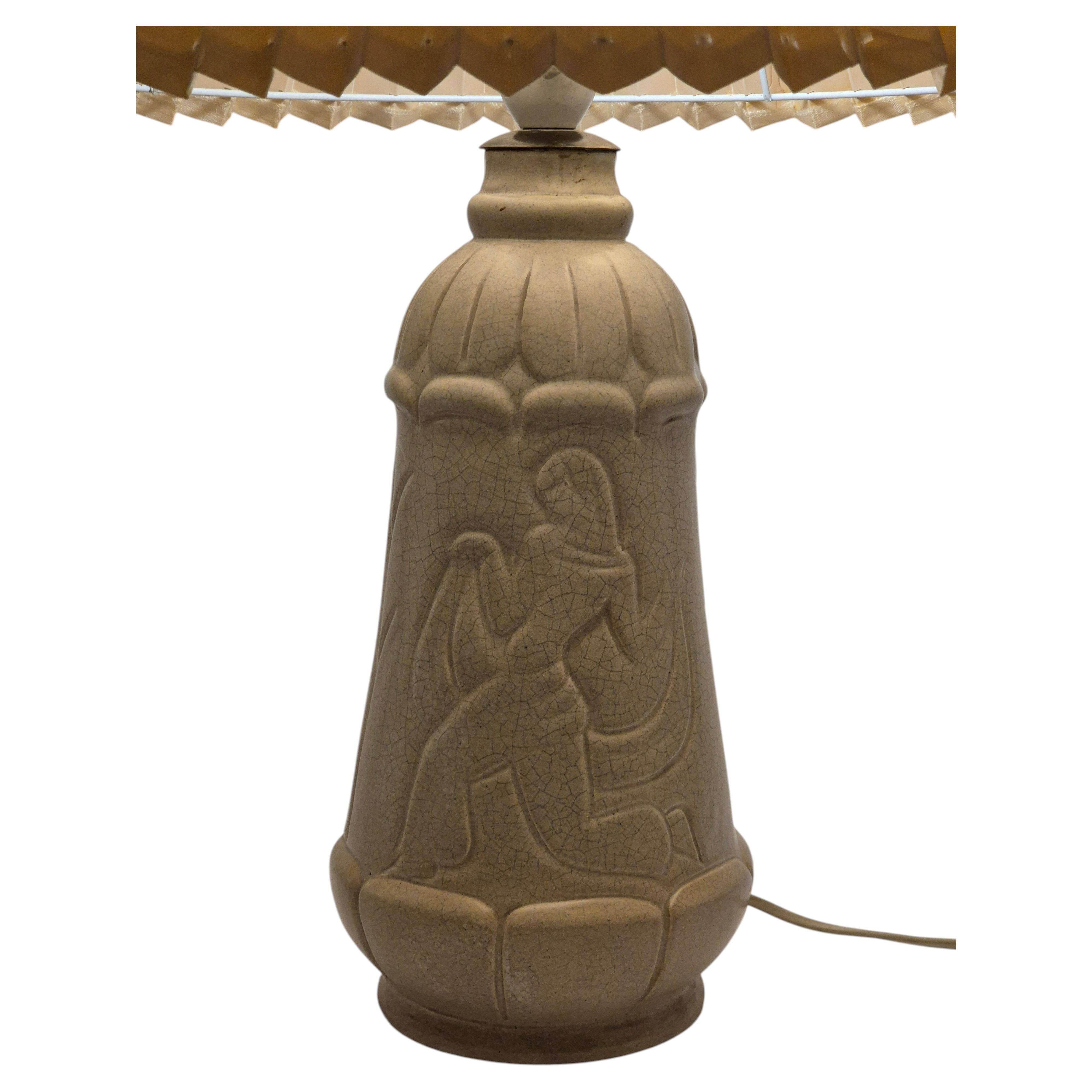 Rare Swedish decorative table lamp by Whiting, in white glazed ceramic, by Maggie Wibom.