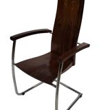 Ensemble vintage de quatre chaises design en hêtre massif chrome