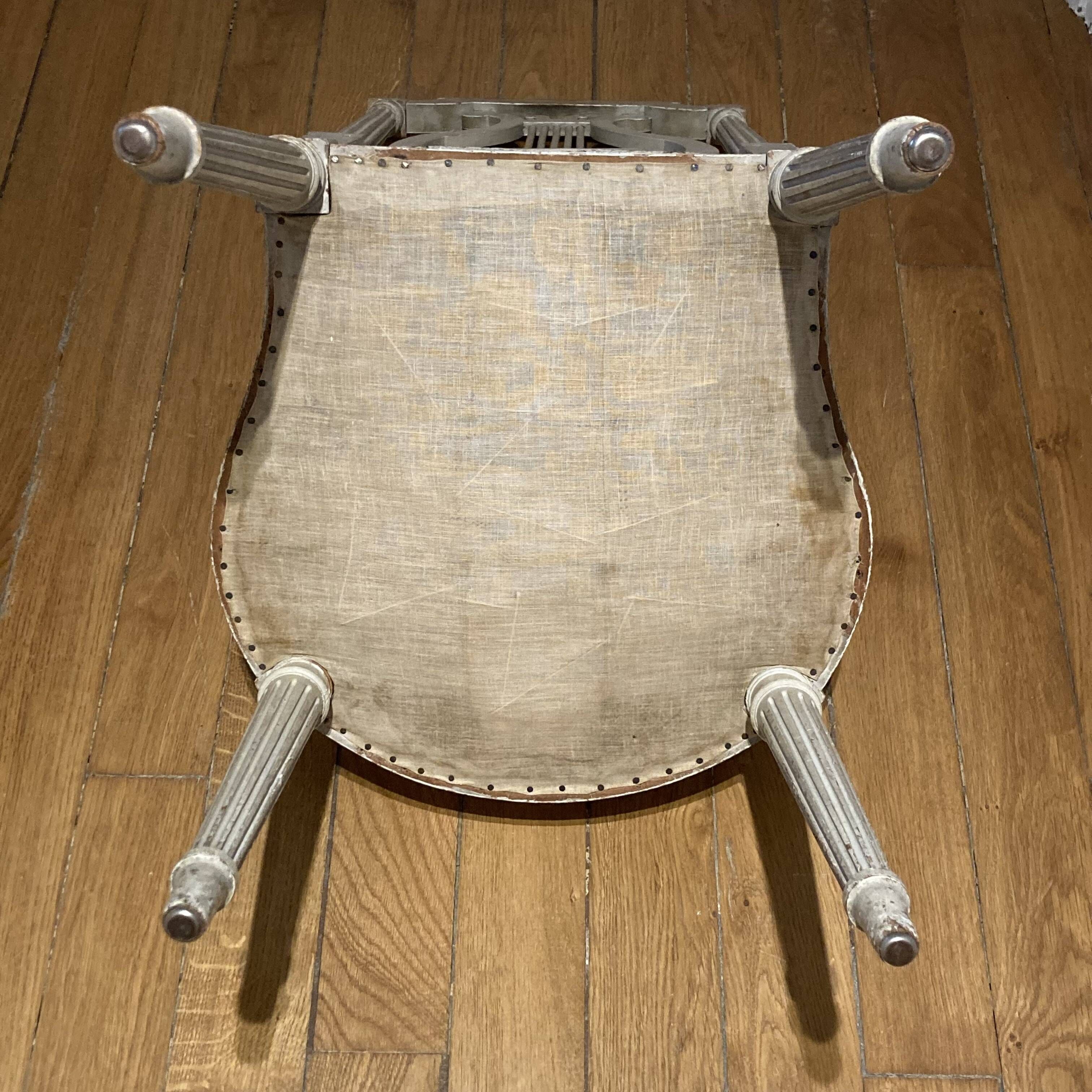 Pair of chairs, lyre back, based on a model by Jacob, Louis XVI style.
