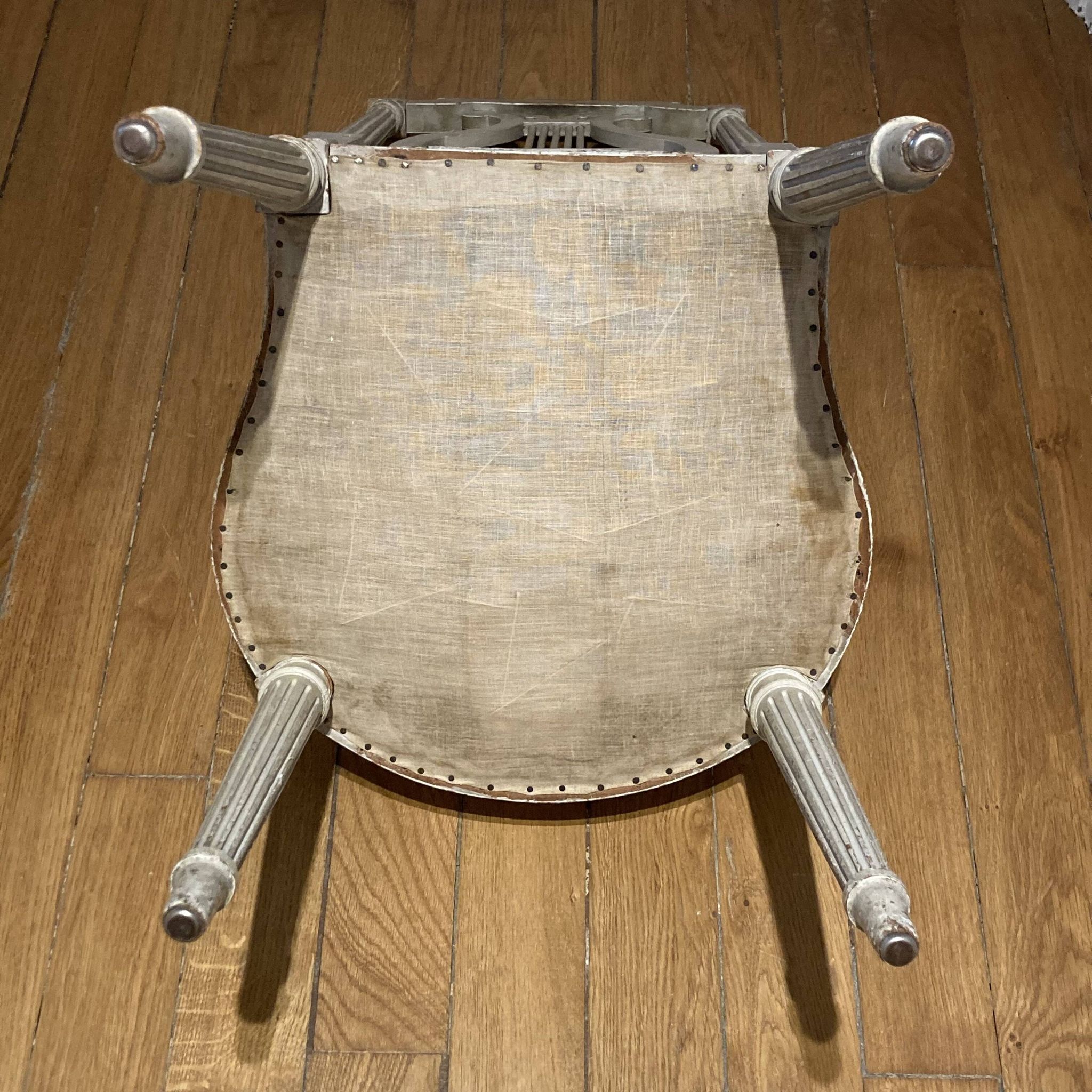 Pair of chairs, lyre back, based on a model by Jacob, Louis XVI style.