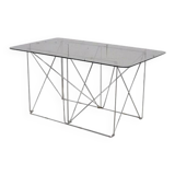 Table haute pliable en acier chromée et verre - 1970