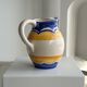 Large blue and yellow hand painted carafe H:20cm