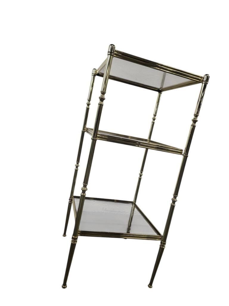 Vintage 'gold' shelf / freestanding shelf with smoked glass