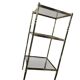 Vintage 'gold' shelf / freestanding shelf with smoked glass