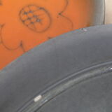 Set of 2 ceramic aperitif cups Niedervillers Calut, mid century, orange flowers