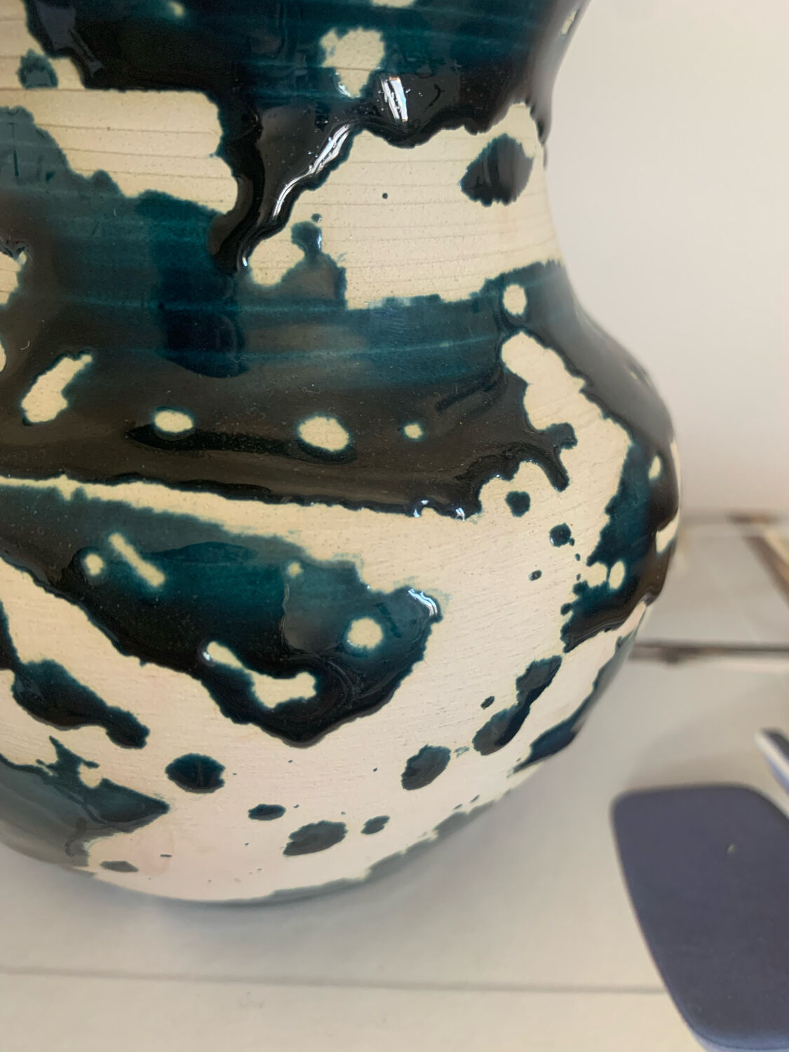 Vintage duck blue pot or vase