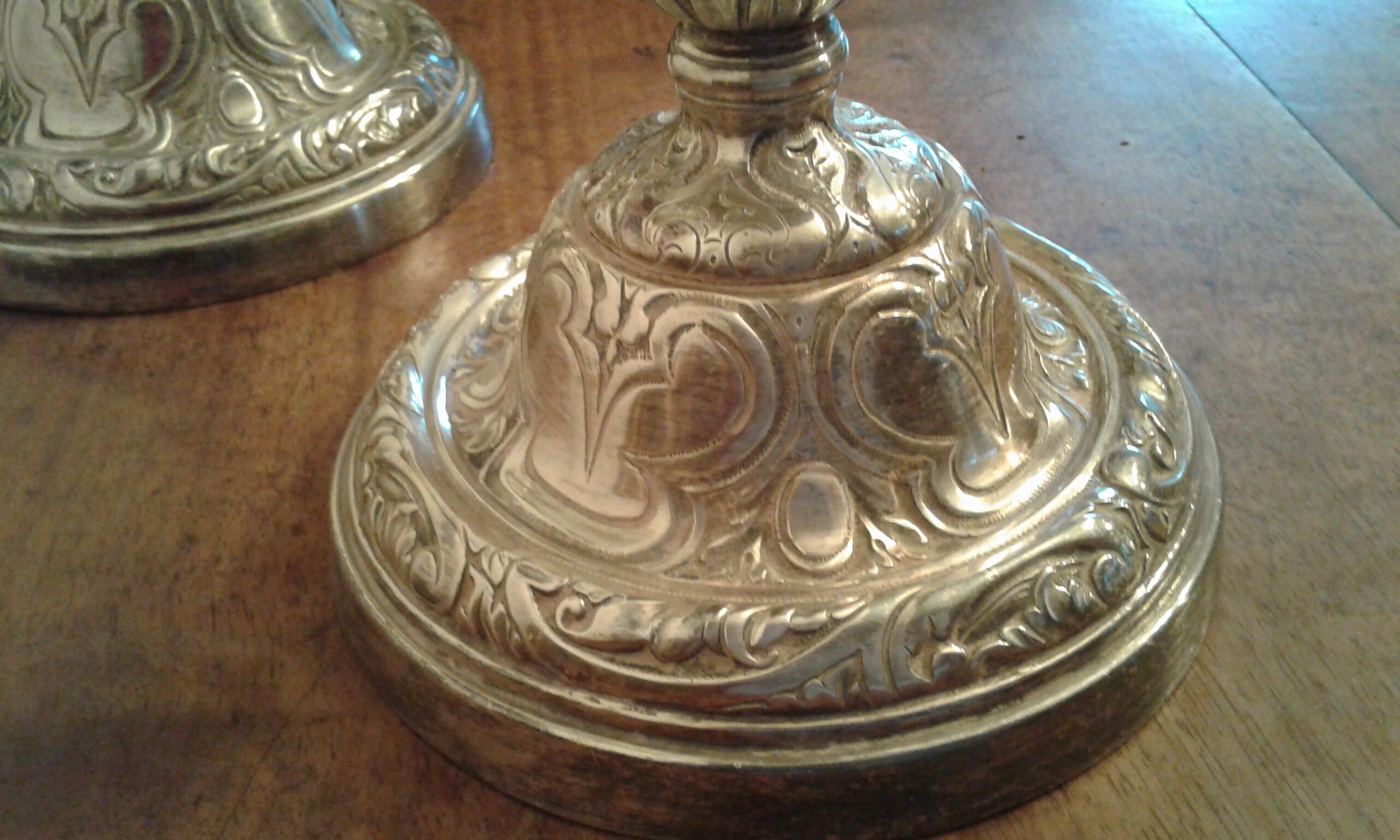 Pair Silver bronze bougeoirs. Loui XIV style. late 19th