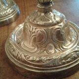 Pair Silver bronze bougeoirs. Loui XIV style. late 19th