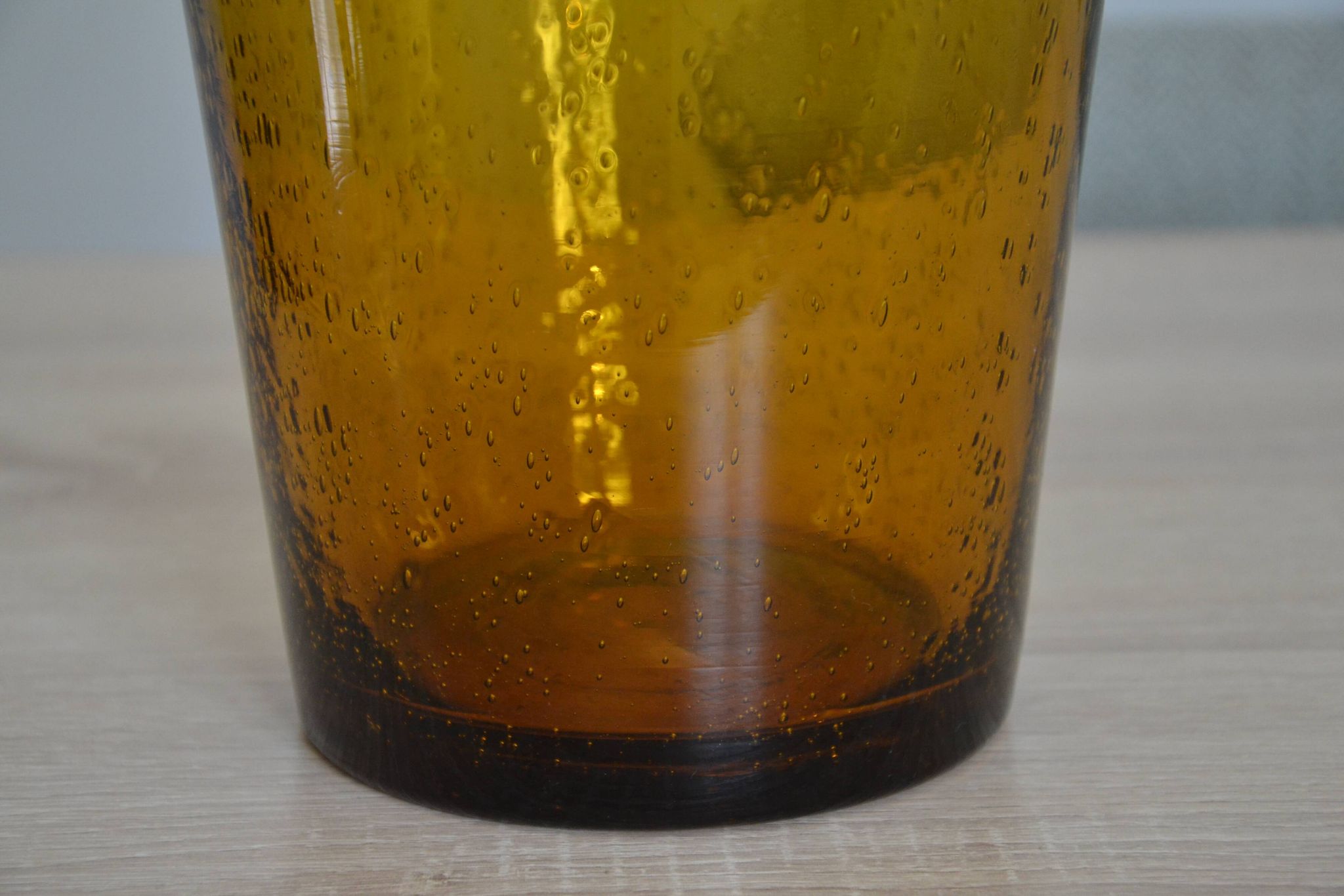 Large vase signed Biot in amber colour.
