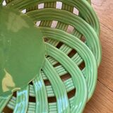 Green woven ceramic basket