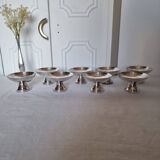 Set of 8 silver metal glasses for champagne or ice cream Mid Century Design