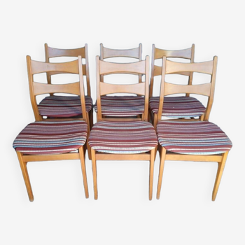 6 chaises scandinave bois ep 1960 + estampille