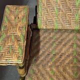 Old long chair rattan wicker garden armchair