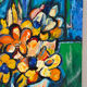 Modern bouquet and stained glass, knife oil signed