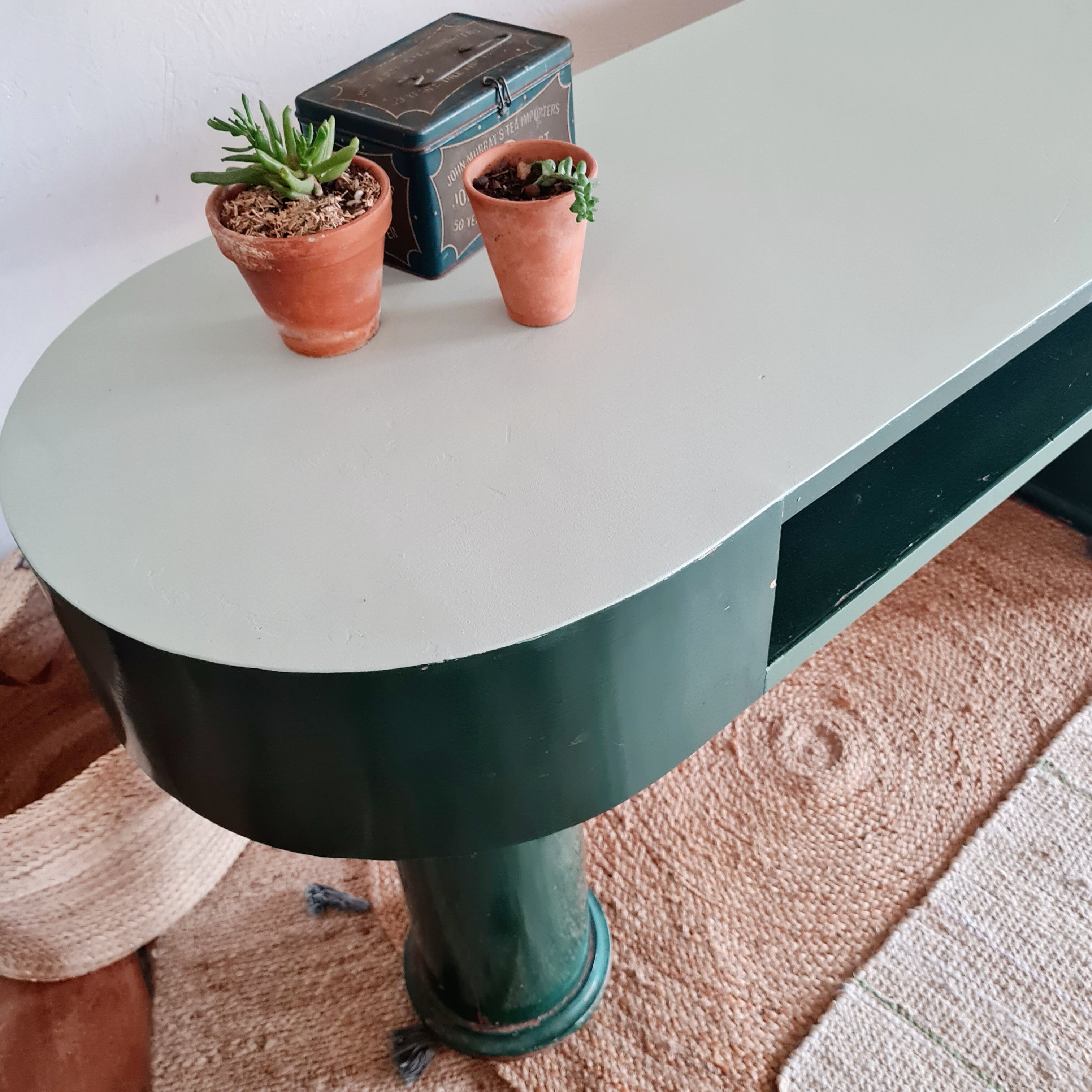 Green antique craft furniture counter