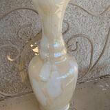 Beige opaline vase vintage marble effect