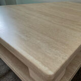 Vintage travertine and glass coffee table