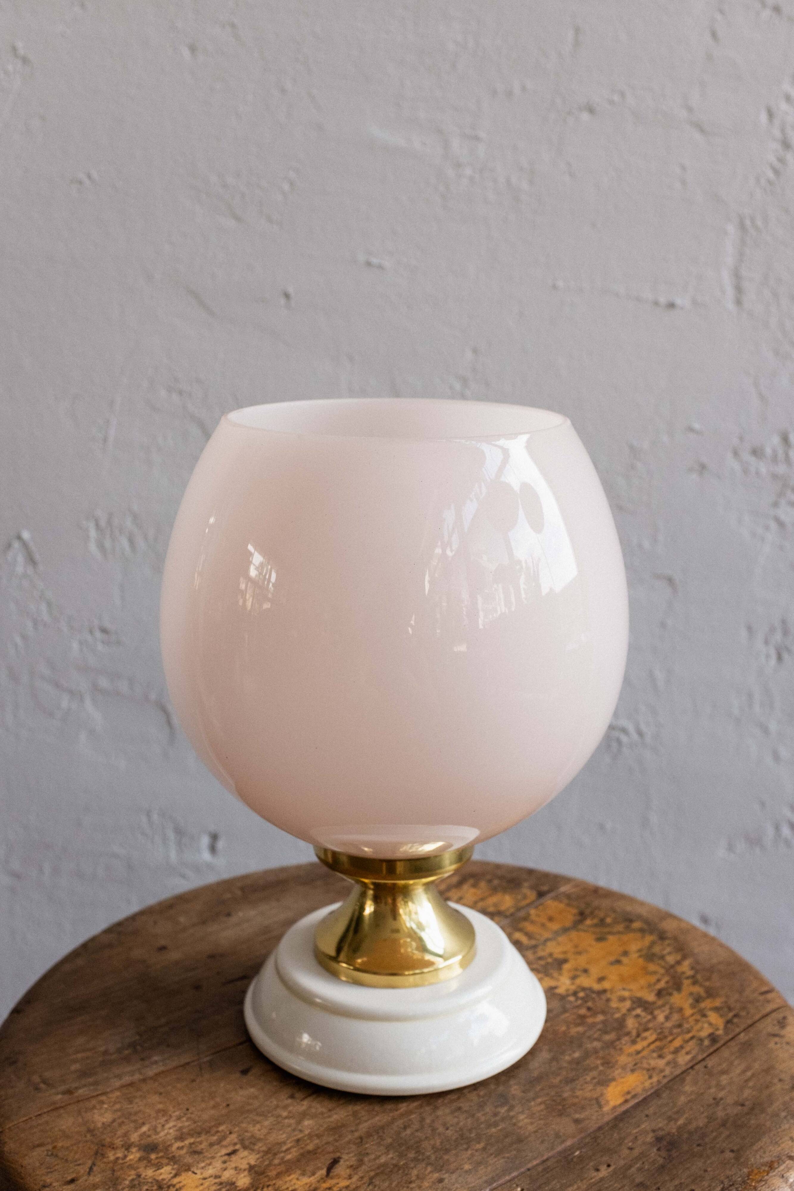 Vintage Czechoslovak Powder Pink Glass Table Lamp, 1970s