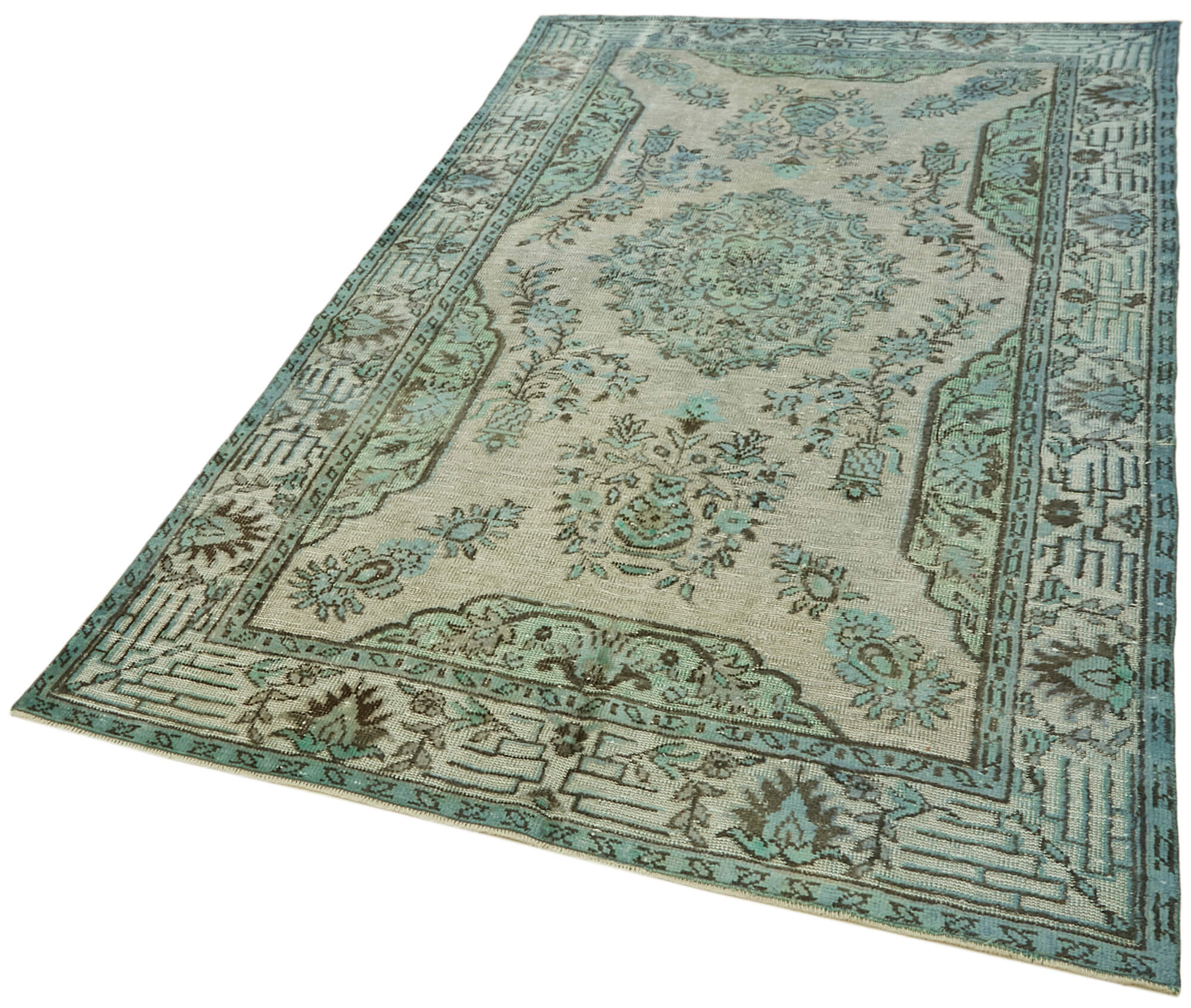 Hand-knotted antique turkish 1970s 178 cm x 289 cm blue carpet