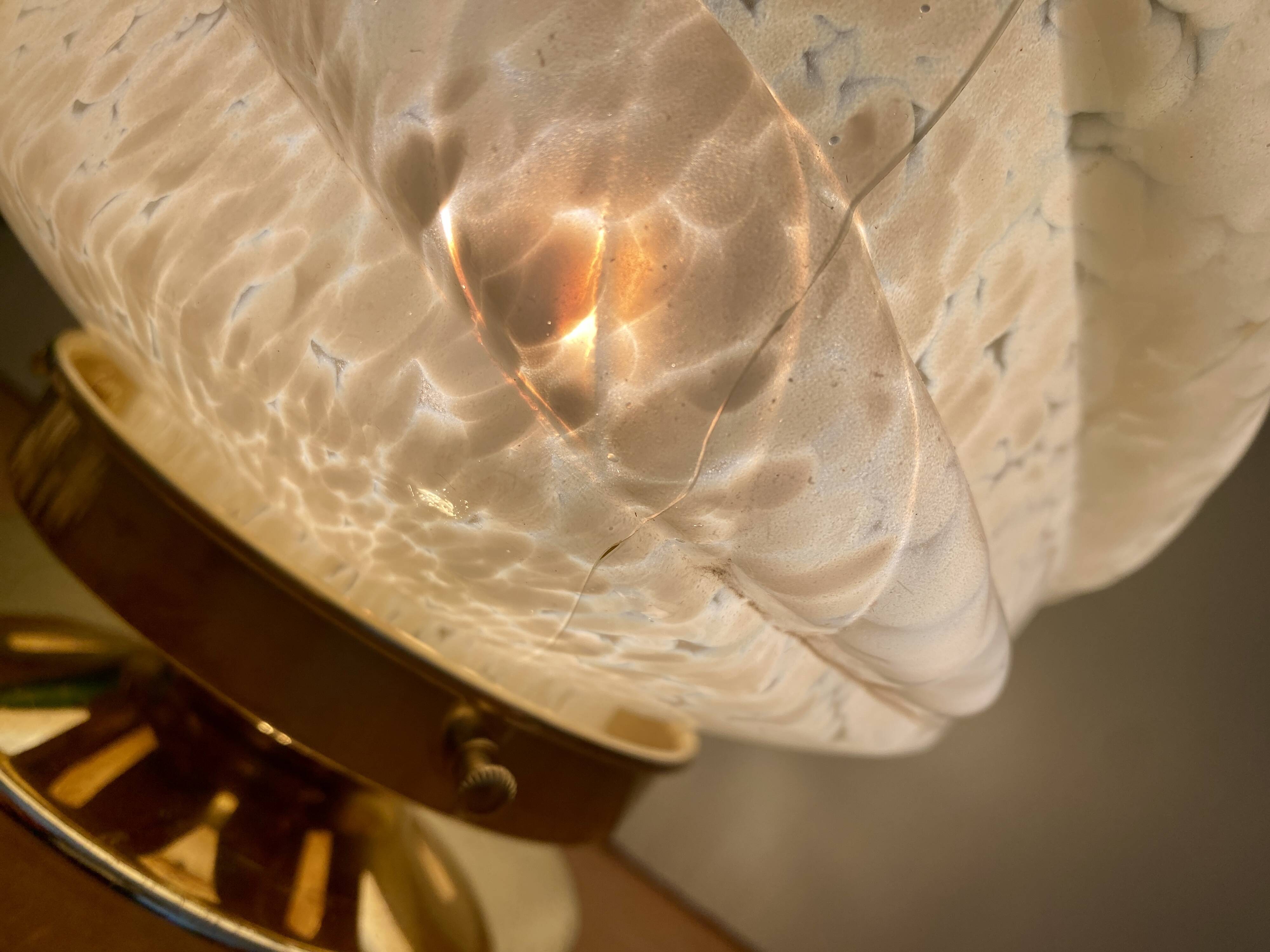 Vintage art deco globe table lamp in pale yellow Clichy glass