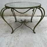 Wrought iron coffee table with mirror top