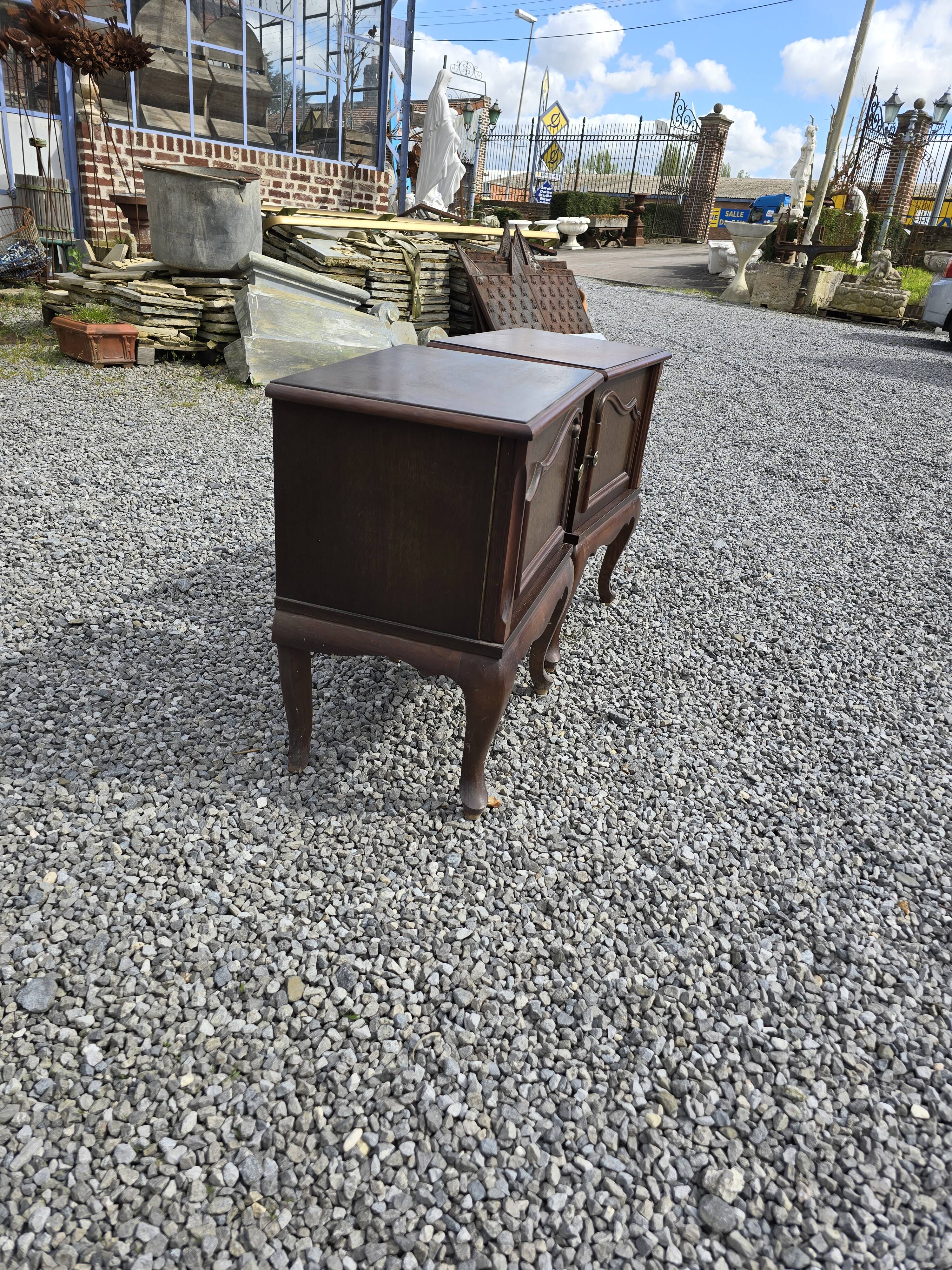 Pair of Louis XV style oak bedside tables