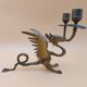 Pair of bronze candlesticks with chimera dragons