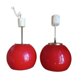1 set of 2 opaline ball pendants from the 70s