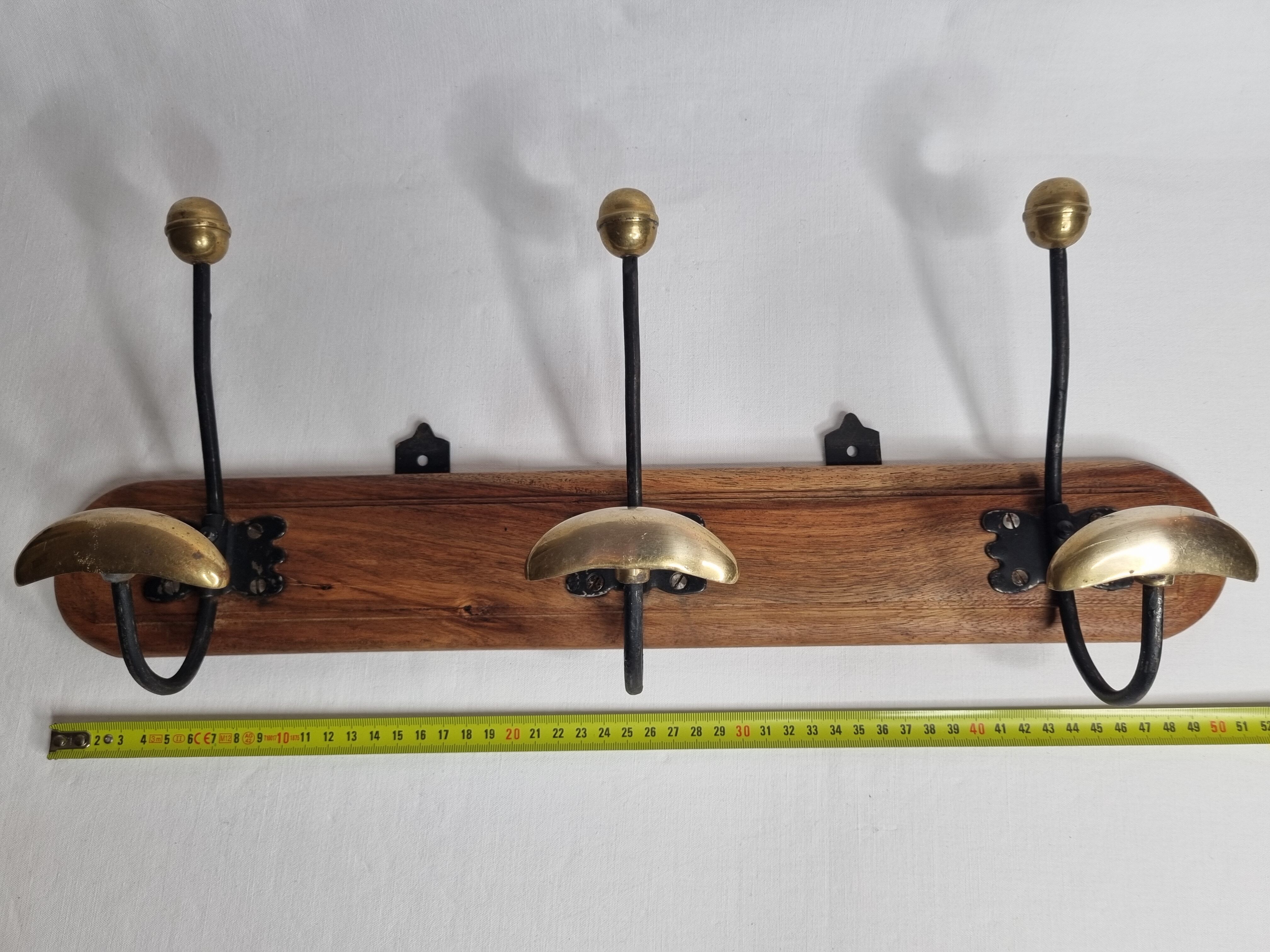 Portemanteau mural bistrot en laiton acier et bois vintage