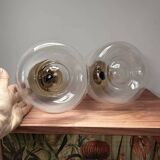 Pair of two-tone globe wall lights