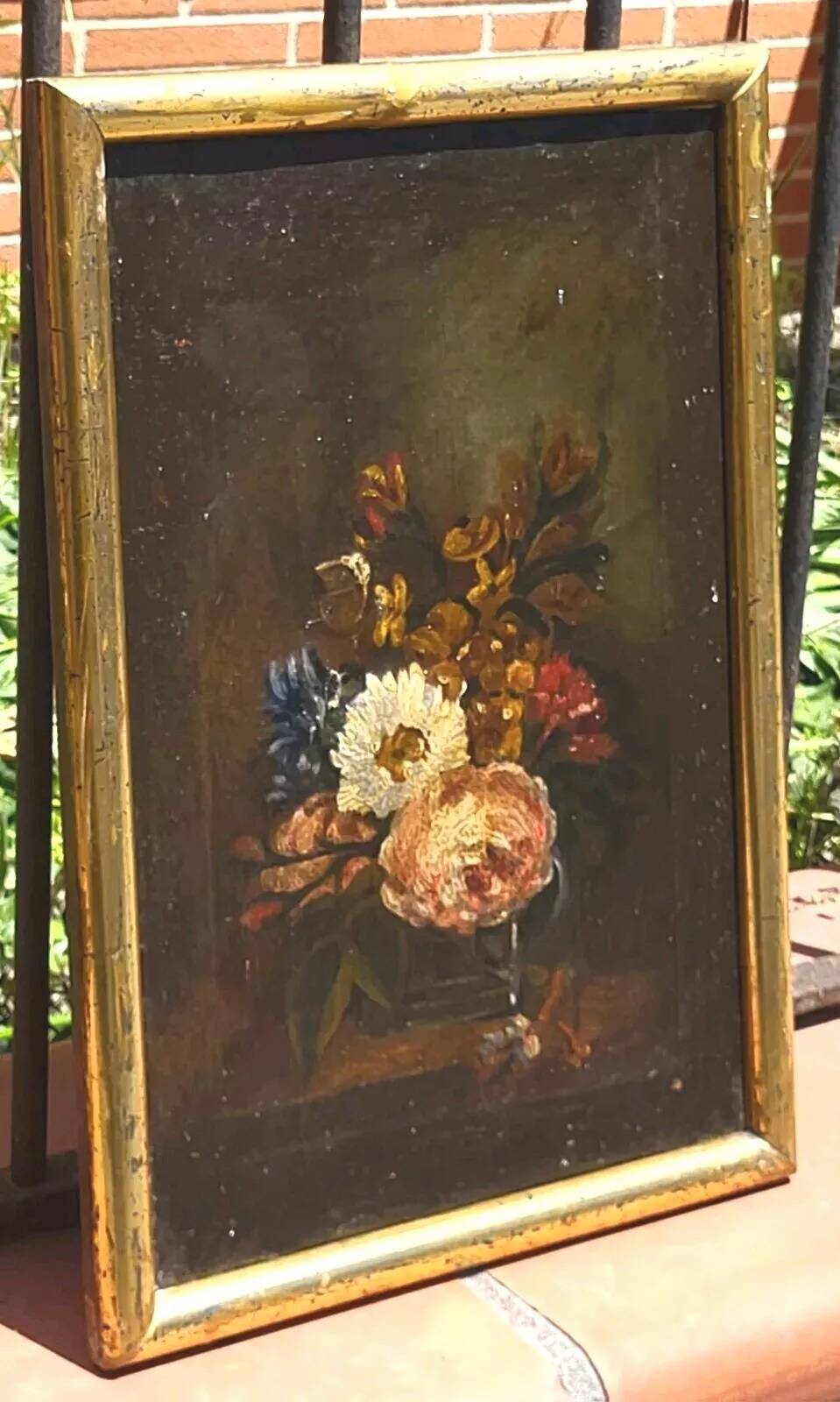 Colorful Flower Bouquet Oil on Canvas Still LIfe