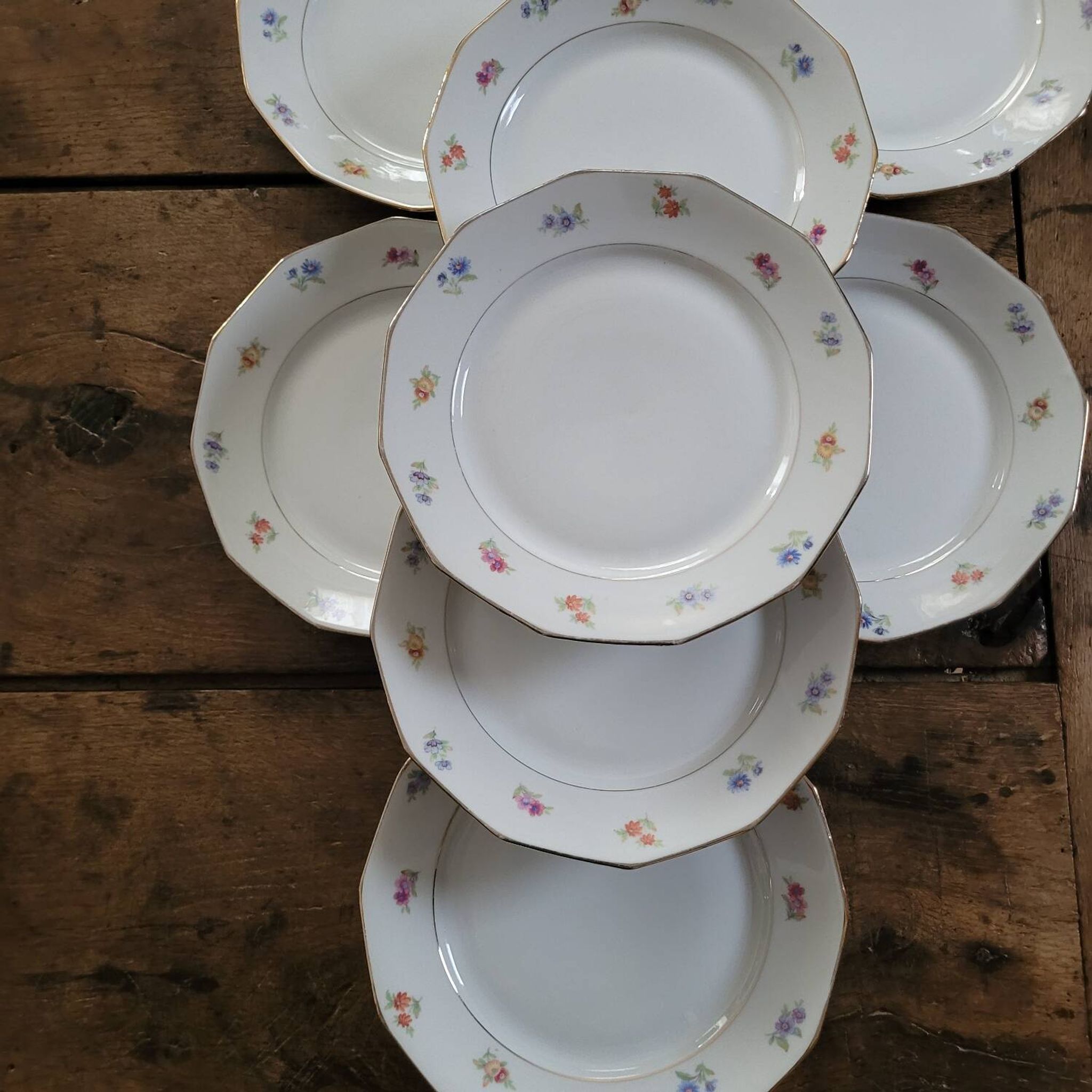Twelve-panel floral plates

1960s.
