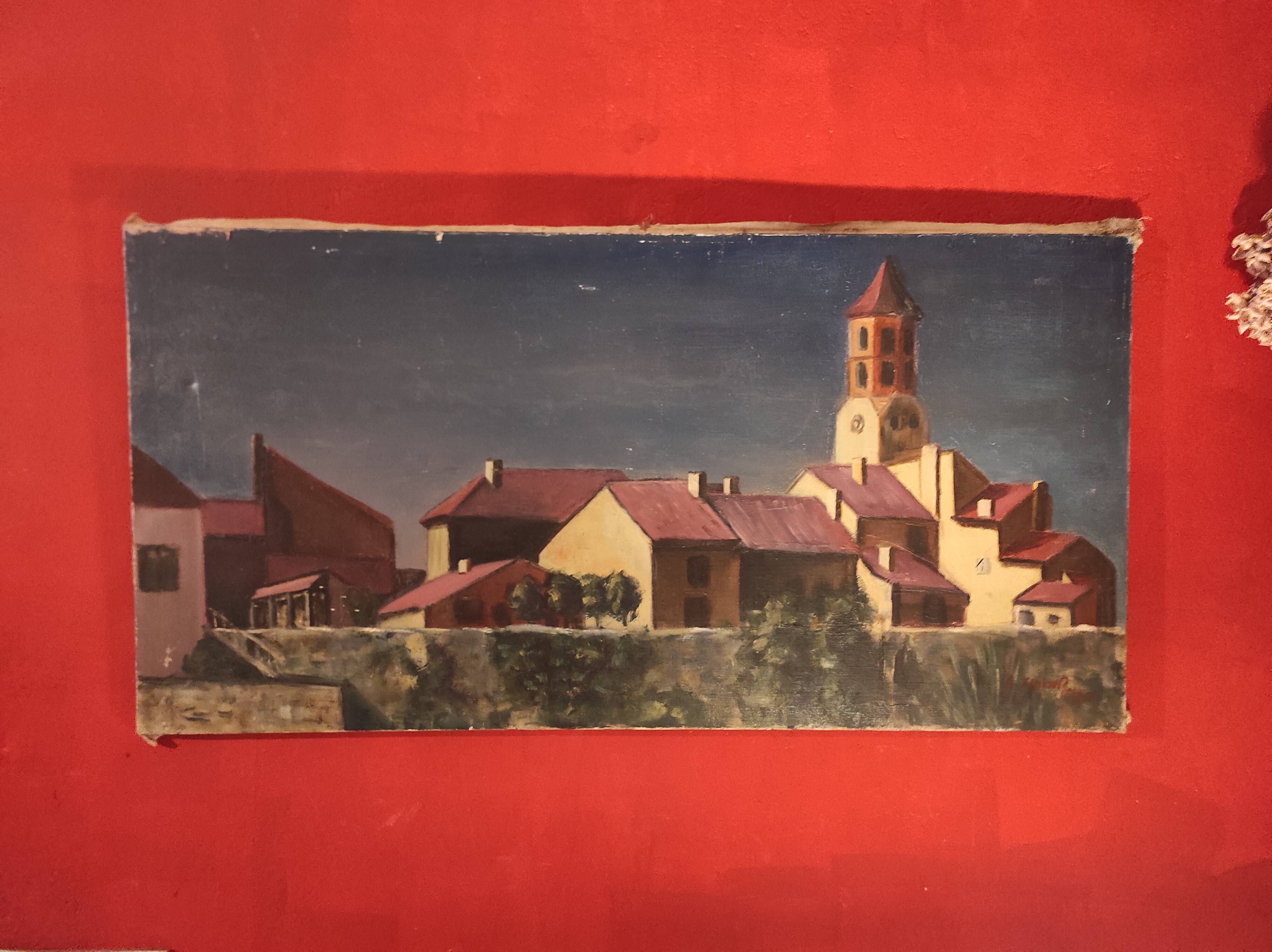 French vintage oil painting on canvas, signed A. Lahour, 1964