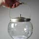 Pot/bowl with a bubble design, antique engraved crystal from Bohemia and silver-plated metal, 1920-1940.