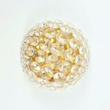 Mid Century Crystal Glass & Gilt Brass Wall Lamp from Palwa, Germany, 1970s