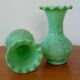 Pair of vintage vases in green opaline